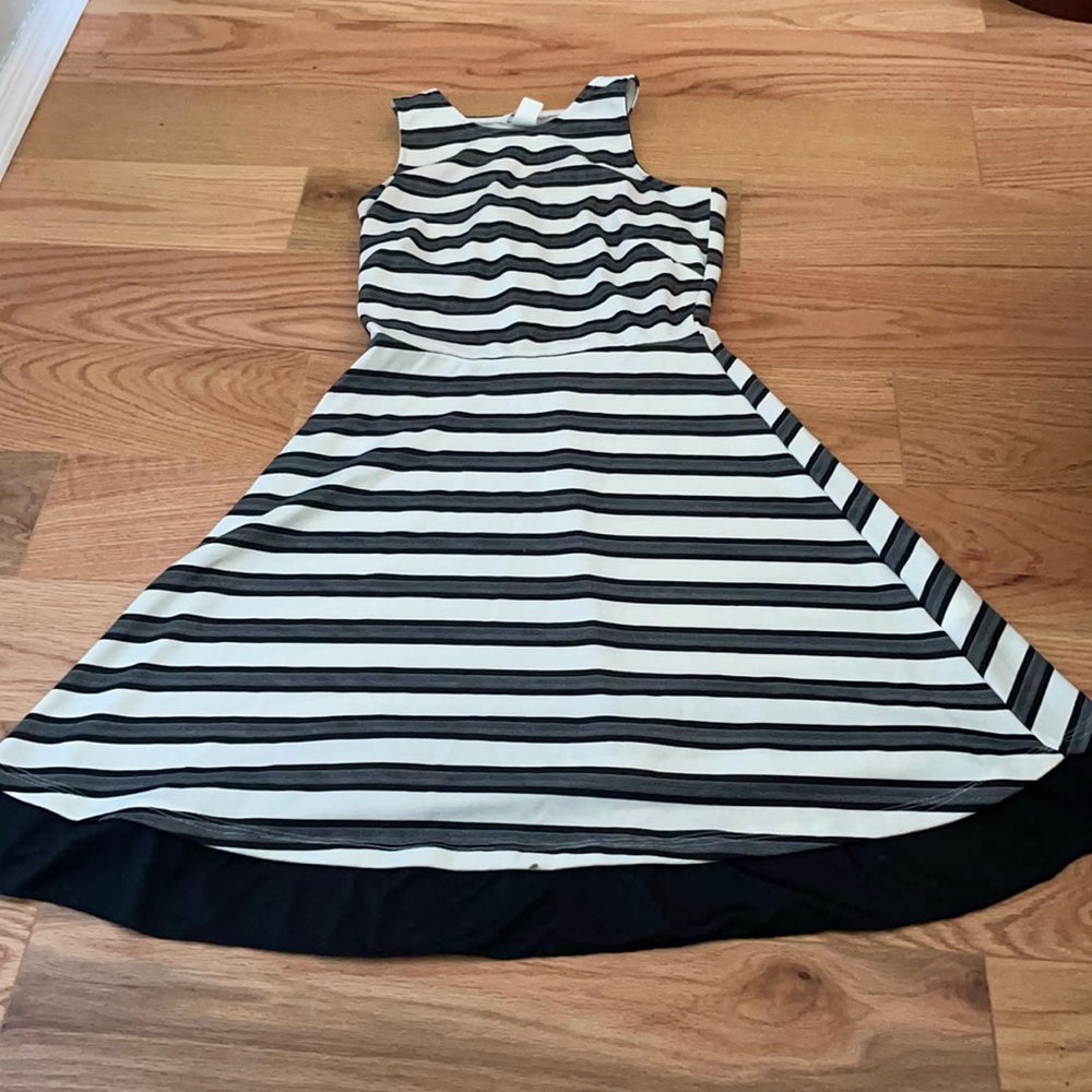 Black and white striped dress